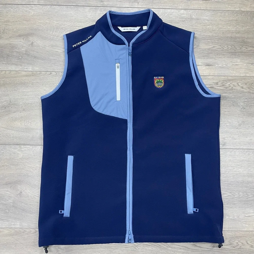 Peter Millar Squallblock Vest Mens M Blue Elk River Golf Softshell MS24EZ40